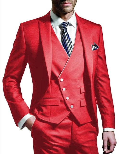 3 Pieces Men Suits (( Blazer+vest+Pant)
