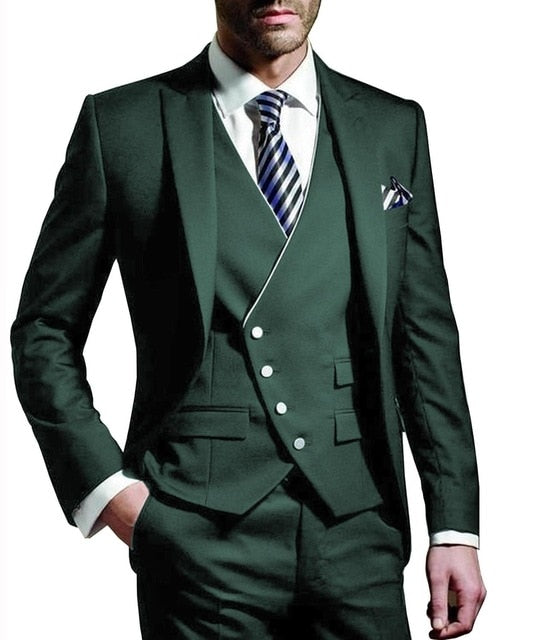 3 Pieces Men Suits (( Blazer+vest+Pant)