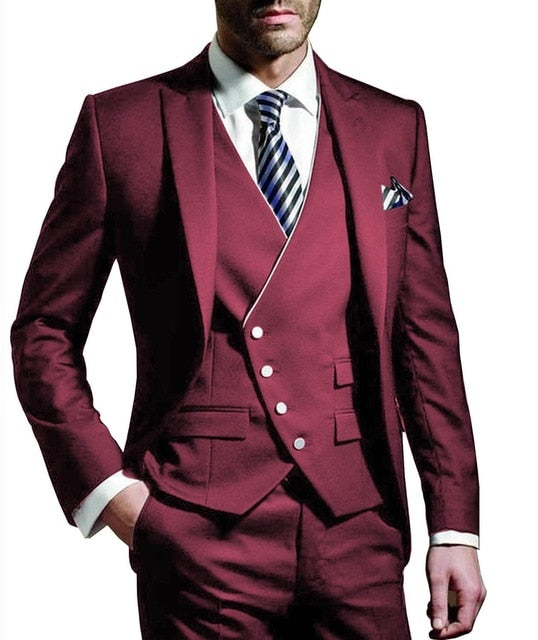 3 Pieces Men Suits (( Blazer+vest+Pant)