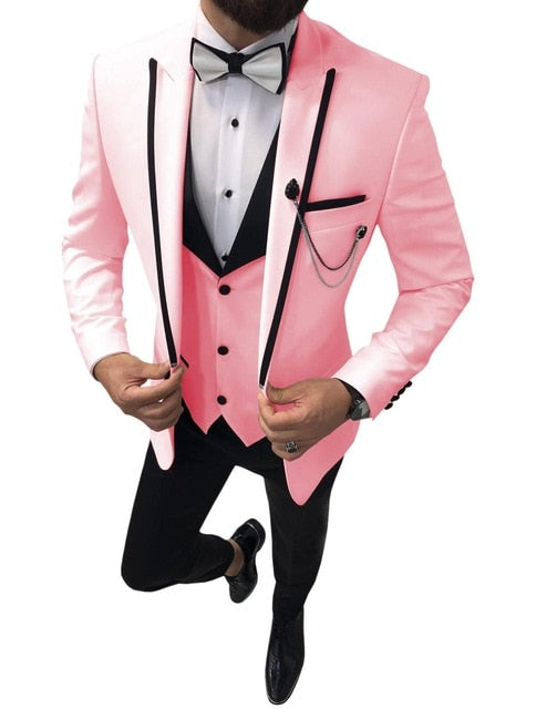 Men Suits 3 Pieces Blazer+Pants+Vest)
