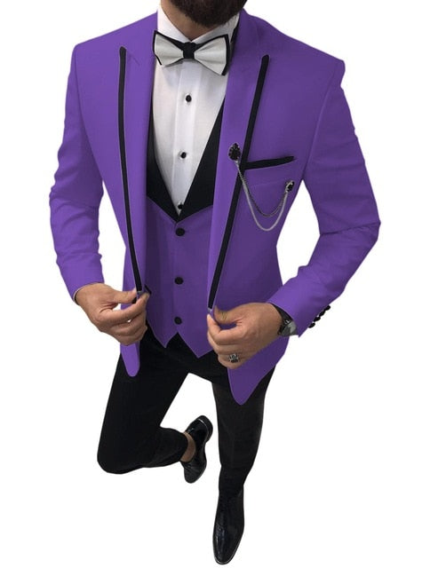 Men Suits 3 Pieces Blazer+Pants+Vest)