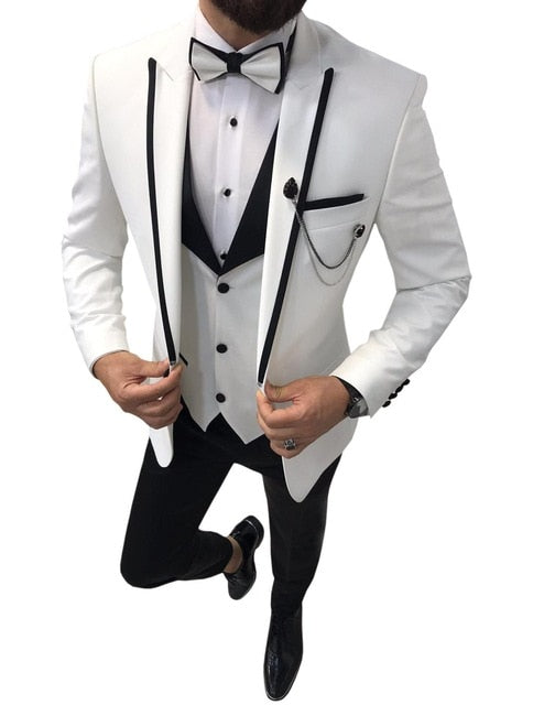 Men Suits 3 Pieces Blazer+Pants+Vest)