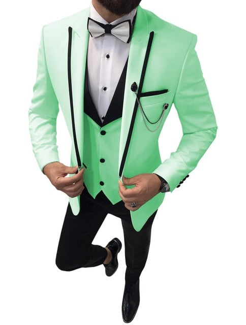Men Suits 3 Pieces Blazer+Pants+Vest)
