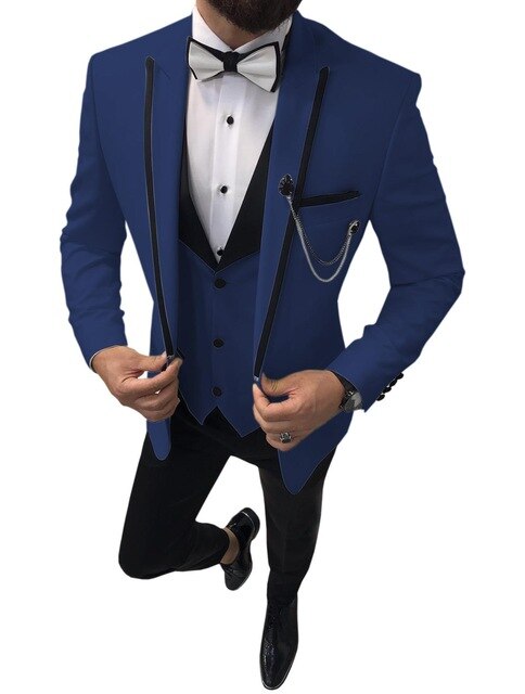 Men Suits 3 Pieces Blazer+Pants+Vest)