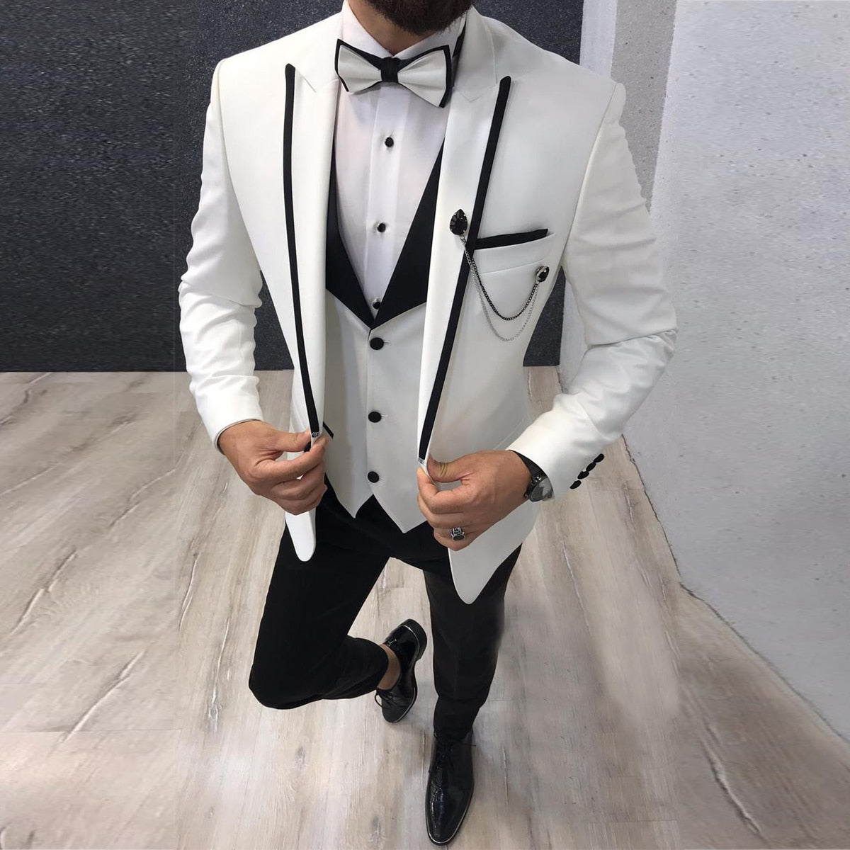 Men Suits 3 Pieces Blazer+Pants+Vest)