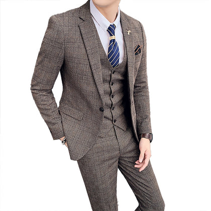 ( Jacket + Vest + Pants ) Mens Suit 3pces Set