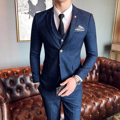 ( Jacket + Vest + Pants ) Mens Suit 3pces Set