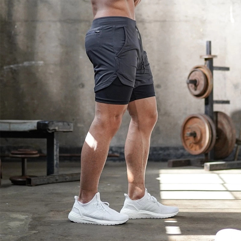 Double layer Jogger Shorts Men