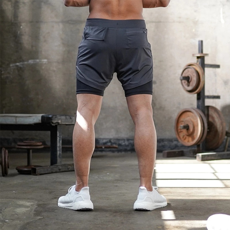 Double layer Jogger Shorts Men