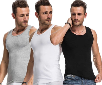 3Pcs/Lot Men Close-fitting Vest Fitness Elastic