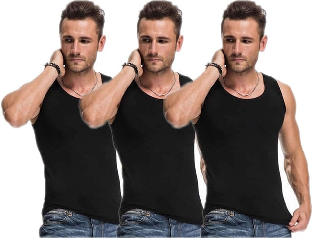 3Pcs/Lot Men Close-fitting Vest Fitness Elastic