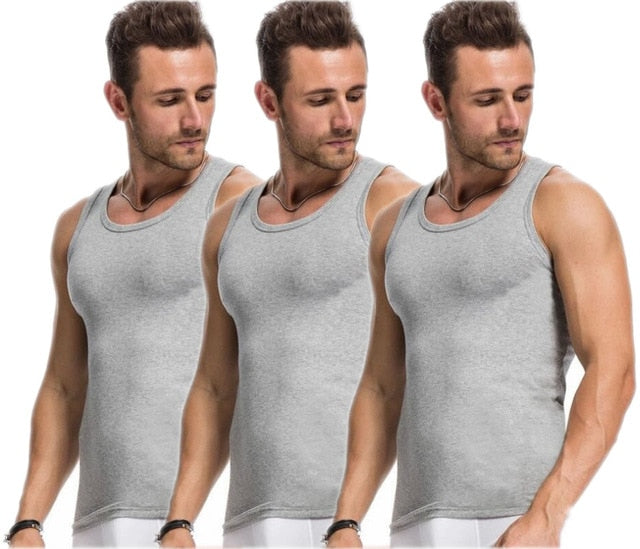 3Pcs/Lot Men Close-fitting Vest Fitness Elastic