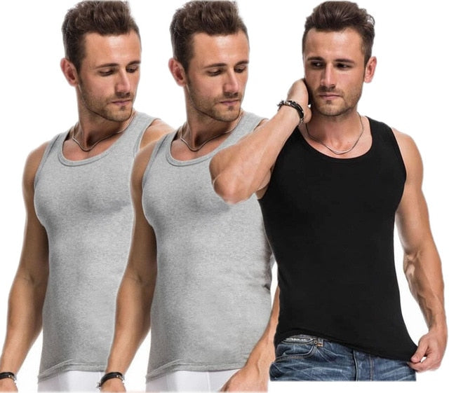 3Pcs/Lot Men Close-fitting Vest Fitness Elastic