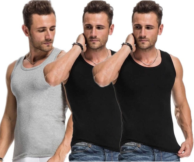 3Pcs/Lot Men Close-fitting Vest Fitness Elastic