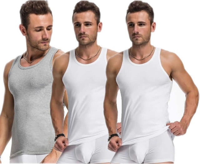 3Pcs/Lot Men Close-fitting Vest Fitness Elastic