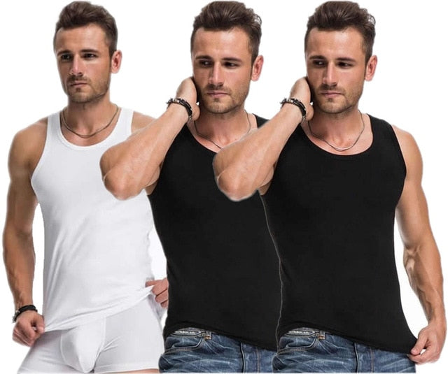 3Pcs/Lot Men Close-fitting Vest Fitness Elastic