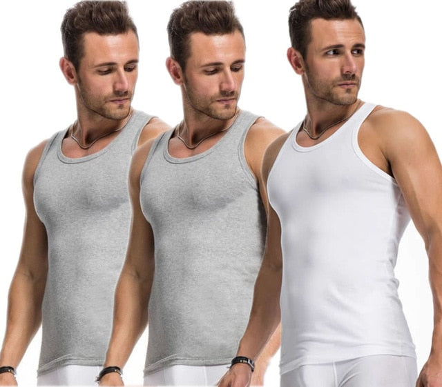 3Pcs/Lot Men Close-fitting Vest Fitness Elastic